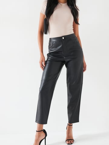 V By Very Black Faux Leather Seam Detail Trousers